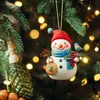 Novo produto transfronteiriço: Fofo boneco de neve de Natal em desenho animado acrílico 2D Pingente de decoração para árvore de Natal em casa