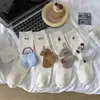 Calcetines de longitud media para mujer, estilo japonés, con lindos animales de dibujos animados, para primavera y otoño, 100% algodón, suaves y modernos, con diseños de koala, oso y conejo, perfectos para un look casual