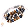 Joyería Popular Europea y Americana, Pulsera Europea y Americana de Cuero con Ojo de Cuentas, Pulsera Ajustable de Cuero Genuino para Hombres y Mujeres