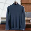 Suéter de cachemira para hombre de cuello alto medio, de una sola línea, sin costuras, otoño e invierno, ajuste holgado, estilo coreano, tejido, talla grande, camiseta base de lana, transfronterizo