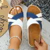 Novedad de Verano Moda Transfronteriza Zapatos de Mujer, Chanclas de Bloques de Color Talla Grande 2026, Sandalias Ligeras Casuales con Contraste de Color y Suela Gruesa