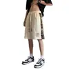 Pantalones cortos deportivos de cinco puntos con costuras bordadas, estilo vintage, rectos y casuales para jóvenes, de tendencia nacional, 2024