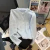 Estilo coreano Primavera e Outono novo estilo Chanel com pérolas macio glutinoso temperamento gentil cardigã de tricô suéter feminino top coat de manga comprida