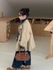 Abrigo para Niños 2026 Otoño Estilo Coreano para Niñas Color Sólido Cuello Solapa Longitud Media Gabardina Informal Versátil para Niños