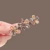 Nuevo Clip de Resorte Combinado Moda Japonesa y Coreana Clip Superior de Cristal de Imitación Pasador de Pelo de Alta Gama Pasador Clip Horizontal Accesorio para el Cabello Clip para Cola de Caballo