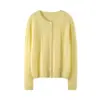 Cardigan de Cashmere Feminino Outono/Inverno Sete Pontos Fio Único Jaqueta Tricô Look Emagrecedor Solto Amigo da Pele Gola Redonda Top de Tricô com Trança