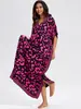 Vestido Longo Solto Plus Size de Viscose Estilo Europeu e Americano para Férias, Saída de Praia com Proteção Solar, Vestido de Praia para Mulheres
