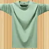 Camiseta Interior de Manga Larga para Hombre de Primavera y Otoño Camiseta de Cuello Redondo Talla Grande Color Sólido Top de una Pieza Transpirable Venta al por Mayor