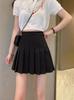 Saia de Alfaiataria Cinza de Cintura Alta Estilo Coreano Casual Saia Curta Envolvente no Braço Verão Look Emagrecedor de Alta Qualidade Saia Versátil em A
