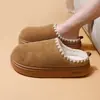 Pantuflas de Algodón con Cordones Cruzados y Forro Polar Añadido, Zapatos de Algodón Gruesos y Cálidos, Nuevo Estilo Otoño e Invierno, Comercio Exterior, Zapatos Casuales de Suela Gruesa para Mujer, Pantuflas de Algodón
