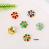 Cuentas Espaciadoras Florales de Flor de Gota de Aceite de Cloisonné de Alto Retenido de Color Chapadas en Oro de 18 Quilates Base de Flor para Pulsera Collar de Abalorios Hecho a Mano DIY Venta al por Mayor