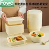 Caja para llevar de comida rápida de almidón de maíz desechable personalizada con tapa, uso comercial, compartimentada, lonchera resistente al calor