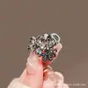 Presilha de Cabelo Flor de Cristal Estilo Coreano Mini Acessório para Coques na Parte de Trás da Cabeça, Ornamento de Cabelo de Liga Metálica Eletrodepositada de Alta Qualidade para Mulheres
