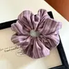 Goma para el pelo de punto a rayas estilo académico perezoso coreano para mujer, alta elasticidad para moño y coleta