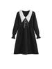 Vestido de Celebridad Estilo Xiaoxiangfeng para Mujer 2024 Otoño e Invierno Nuevo Estilo Coreano Vestido Suéter de Longitud Media de Cintura Alta Línea A