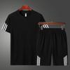 Camiseta de manga corta de verano para hombre, traje deportivo informal, pantalones cortos holgados de dos piezas para correr y fitness, ropa de secado rápido