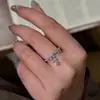 Colgante de Gota de Agua de Zirconia Anillo Abierto Personalidad Estilo Fresco Simple Moda Anillo Dedo Índice Lujo Ligero Sensación de Gama Alta Joyería de Mano Mujer