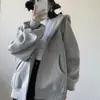 Ropa de abrigo para Primavera/Otoño 2026, sudadera unisex gris con capucha, cárdigan casual con cremallera y forro polar, prenda interior para hombre