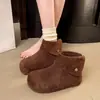Botines Chelsea retro de ante con punta redonda y suela gruesa para mujer, nueva colección otoño/invierno 2026, forrados de felpa para abrigar, botas de nieve