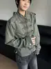 Chaqueta Napoleón de cuello alto de doble botonadura estilo retro americano, diseño unisex, estilo corte, corte ajustado, chaqueta vaquera desgastada