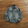 Jaqueta jeans fina para casal, masculina e feminina, top de manga longa para trabalho com lavagem de primavera, camisa estilo retro americano nova