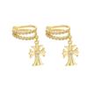 Europeu e Americano Estilo Francês Personalidade Design Simples Estilo Frio Ear-free Micro-incrustado Zircon Dupla camada Linha Cross Ear Bone Clip