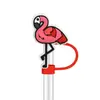 Serie Creativa de Flamencos de Dibujos Animados Tapa de Popote de Goma Suave de PVC Tapón a Prueba de Polvo 10 mm Decoración de Popote Personalizada DIY en Stock