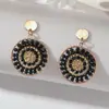 Pendientes Redondos de Cuentas Estilo Bohemio Étnico Moda de Nicho Pendientes Tejidos a Mano Pendientes Transfronterizos Europeos y Americanos para Mujeres