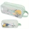 Bolsa de Lápices Transparente de Malla de Doble Capa Gran Capacidad Estudiante de Secundaria Chica de Preparatoria Caja de Papelería Bolsa de Lápices para Estudiante de Primaria Artículo para Examen