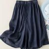 Pantalones capri holgados de cintura alta con drapeado, informales, de pierna ancha y suaves, de Tencel Ramie, para mujer, verano 2023