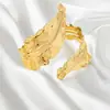 Pulsera Asimétrica Geométrica de Hoja de Metal Pesado Exagerado Europea y Americana Set de Joyería de Anillo de Hoja Asimétrico de Personalidad
