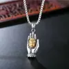 Colar Buda Palma Vintage Homens e Mulheres Benmingfo Deus Protetor do Buda Bergamota Cabeça de Buda Tathagata Pingente de Liga Corrente de Suéter Personalizada