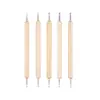 Conjunto Mais Vendido Transfronteiriço de 5 Canetas de Pontilhismo com Palito de Madeira, Canetas de Pontilhismo de Ponta Dupla para Nail Art e Pontilhismo de Flores