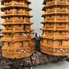 Torre Wen Chang de Treze Andares de Madeira de Tâmaras Trovão Natural, Aproximadamente 19cm de Altura, um Ornamento de Mesa de Estudo de Madeira Sólida para Alcançar o Sucesso Acadêmico