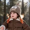 Gorro de Bebé Otoño e Invierno Cálido Engrosado Tejido con Protección para los Oídos para Niños y Niñas Lindo a Prueba de Viento de Dibujos Animados de Lana