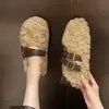Gorros de Felpa con Suela Gruesa Zapatos de Algodón 2026 Otoño/Invierno Nuevos Cálidos Estilo Francés con Faldas Zapatos de Piel con Doble Hebilla para Mujer