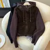 Chaqueta de Algodón con Relleno, Manga de Punto Patchwork con Capucha para Mujer, Corta para Otoño e Invierno, Piel Sintética, Holgada, Cremallera, Abrigo Grueso