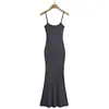 G016-23 Nuevo Vestido de Verano sin Mangas para Mujer, Cuello Redondo, Ceñido a la Cintura, Ajustado, que Resalta las Caderas, Estilo Europeo y Americano, Atrevido, Sexy