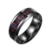 Guerrero de Hierro estilo coreano Joyería coreana al por mayor Anillo de acero inoxidable incrustado con fibra de carbono Moda masculina Anillo personalizado