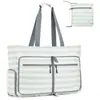 Bolsa de Praia Feminina Grande Dobrável Bolsa Tote de Viagem com Zíper Impermeável à Prova de Areia Bolsa de Mão de Praia Bolsa de Piscina