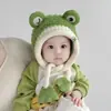 Bonito gorro de bebé para otoño e invierno, gorro de lana unisex para niños que protege las orejas, forrado de felpa y engrosado, gorro de una sola pieza, gorro tejido para bebé