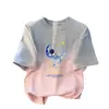 Camiseta Infantil de Manga Curta com Estampa Degradê, Novo Estilo de Verão para Crianças, Roupas Infantis Soltas, Estilosas e Versáteis, Tendência para Crianças Maiores