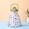 Funda de taza aislada de gran capacidad, funda para botella de agua de viaje al aire libre, correa cruzada, anti-quemaduras, anti-caídas, funda de taza aislada hecha de material de buceo