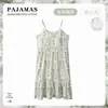 Camisón de tirantes para mujer, estilo palacio primavera-verano, sexy, casual, puro deseo, falda de pijama larga con almohadilla en el pecho para llevar fuera de casa