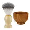 Pincel de Barba Masculino Transfronteiriço Pincel de Limpeza Facial de Cerdas Macias Pincel de Barbear Manual Tigela para Espuma de Barbear com Suporte para Barba à Moda Antiga