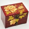 Caja de joyería de laca de Pingyao, caja de regalo de boda retro de madera, caja de maquillaje de novia, artesanía roja del patrimonio cultural inmaterial chino.
