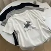 Camiseta de Manga Corta Fresca y Transpirable de Algodón Tencel Cómoda para Mujer en Verano, Estampado de Cachorro que Reduce la Edad, Top Delgado Holgado de Cuello Redondo