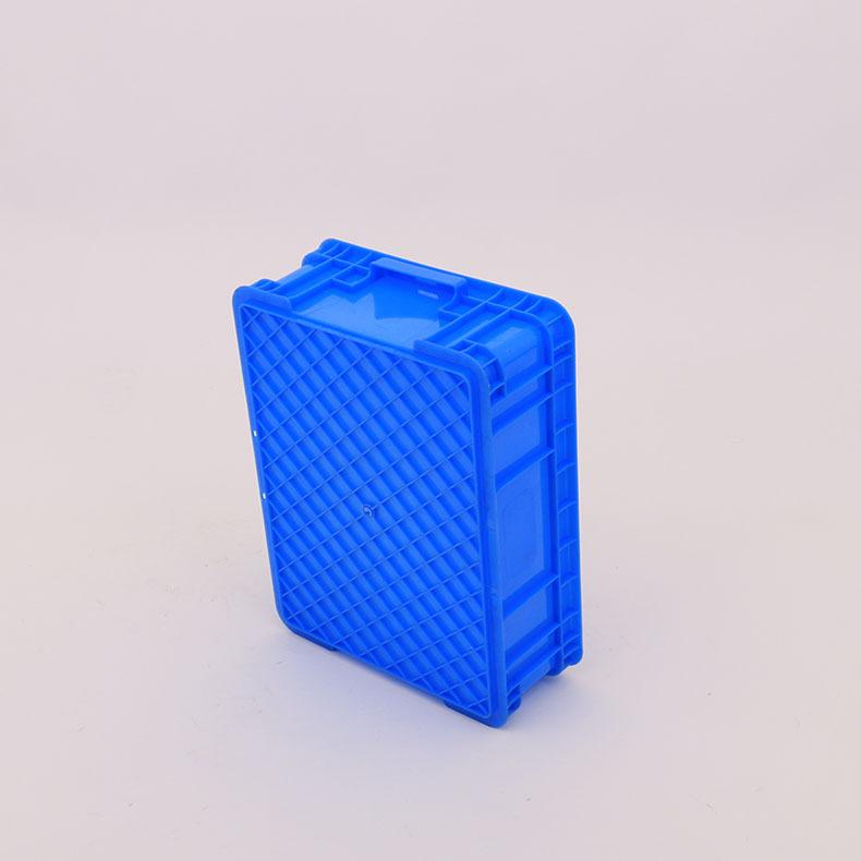 塑料周转箱400-130蓝色加厚 带盖运输箱物流箱