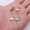 25,5x 13mm 1,1g joias diy liga acessórios gota de óleo multicolorido Flamingo pulseira pingente pingente pingente
