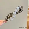 Pinza para el pelo con forma de ocho retorcido, con cuentas degradadas y pedrería, estilo coreano, para mujer, con un toque de alta gama, adecuada para la parte trasera completa de la cabeza, pinza banana para recogidos